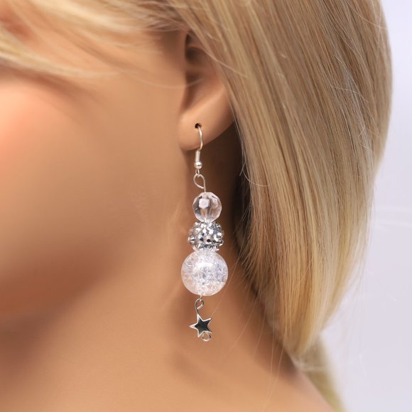 3 Piece Set, Crystal, Silver & Clear Spacers. Necklace, Bracelet & Earrings. - Picture 3 of 9